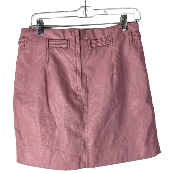 Free People Pink Faux Leather Mini Skirt SZ 10 - Picture 4 of 5
